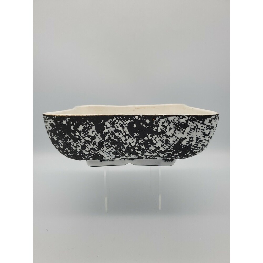 Shawnee Kenwood USA MCM Pottery Black Fat Lava Confetti Planter 2116 Square